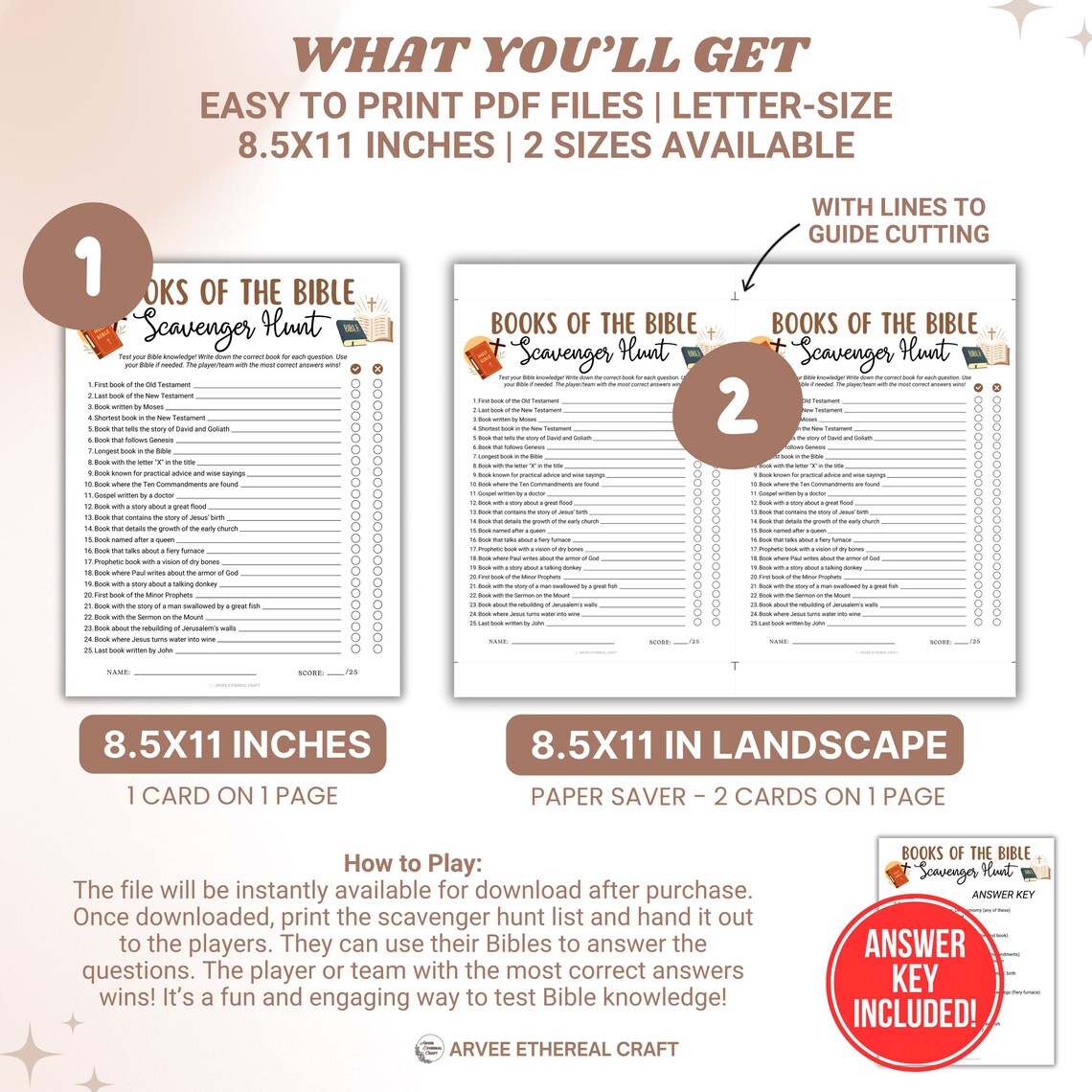 Books of the Bible Scavenger Hunt Game, Printable Church Women Ministry ...