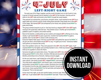 4th of July Left Right Games, Printable Independence Day Poem, Patriotic Pass The Gift Present Game, Gift Exchange Pass the Prize Game
