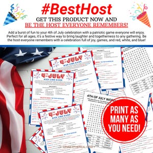 Mad Libs Game, 4th of July Printable Funny Story Time, Independence Day ...