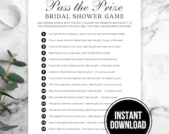 Pass the Prize Bridal Shower Games, Pass the Parcel, Pass The Gift Present Gift Exchange Passing Game, Printable Party Bridal Shower Games