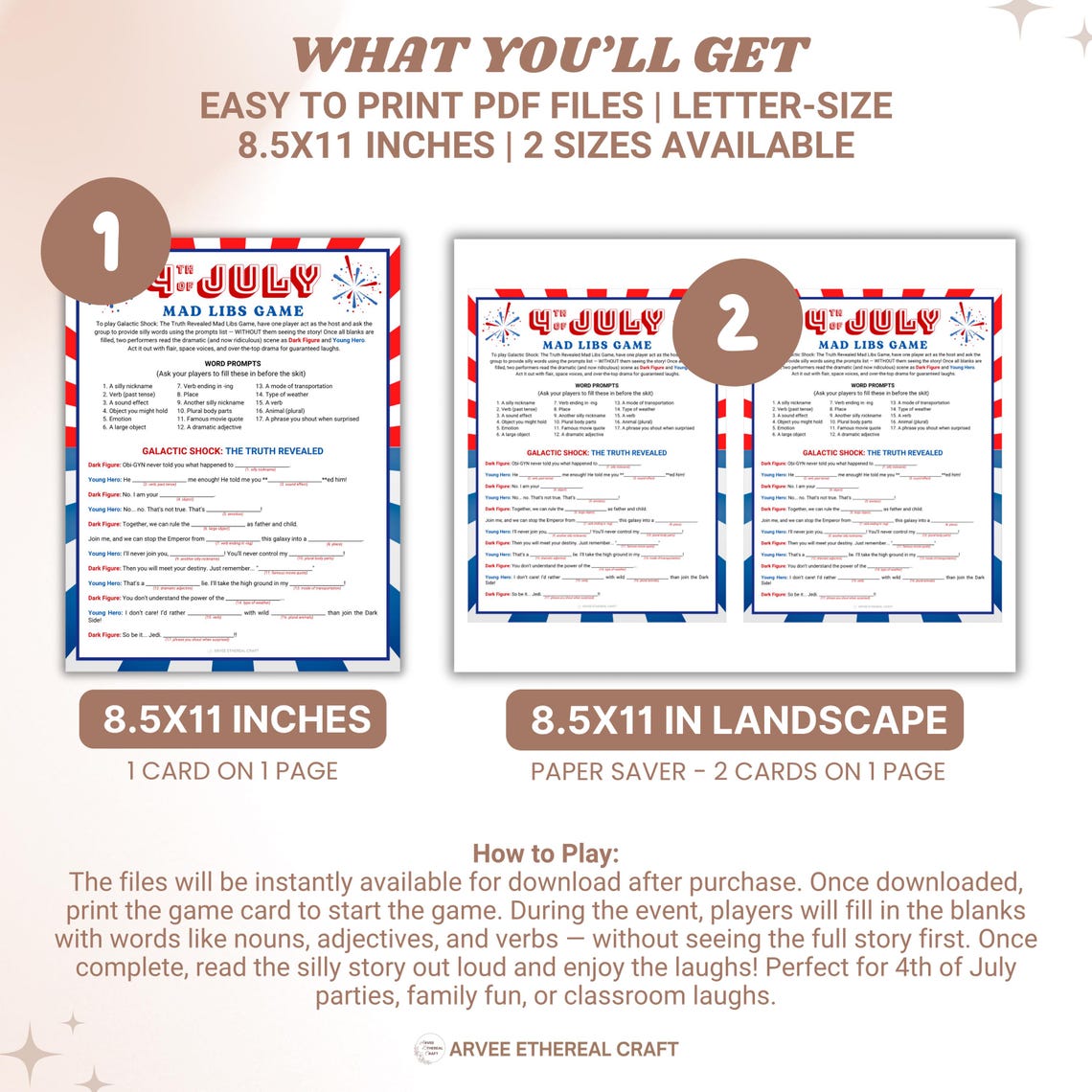 Mad Libs Game, 4th of July Printable Funny Story Time, Independence Day ...