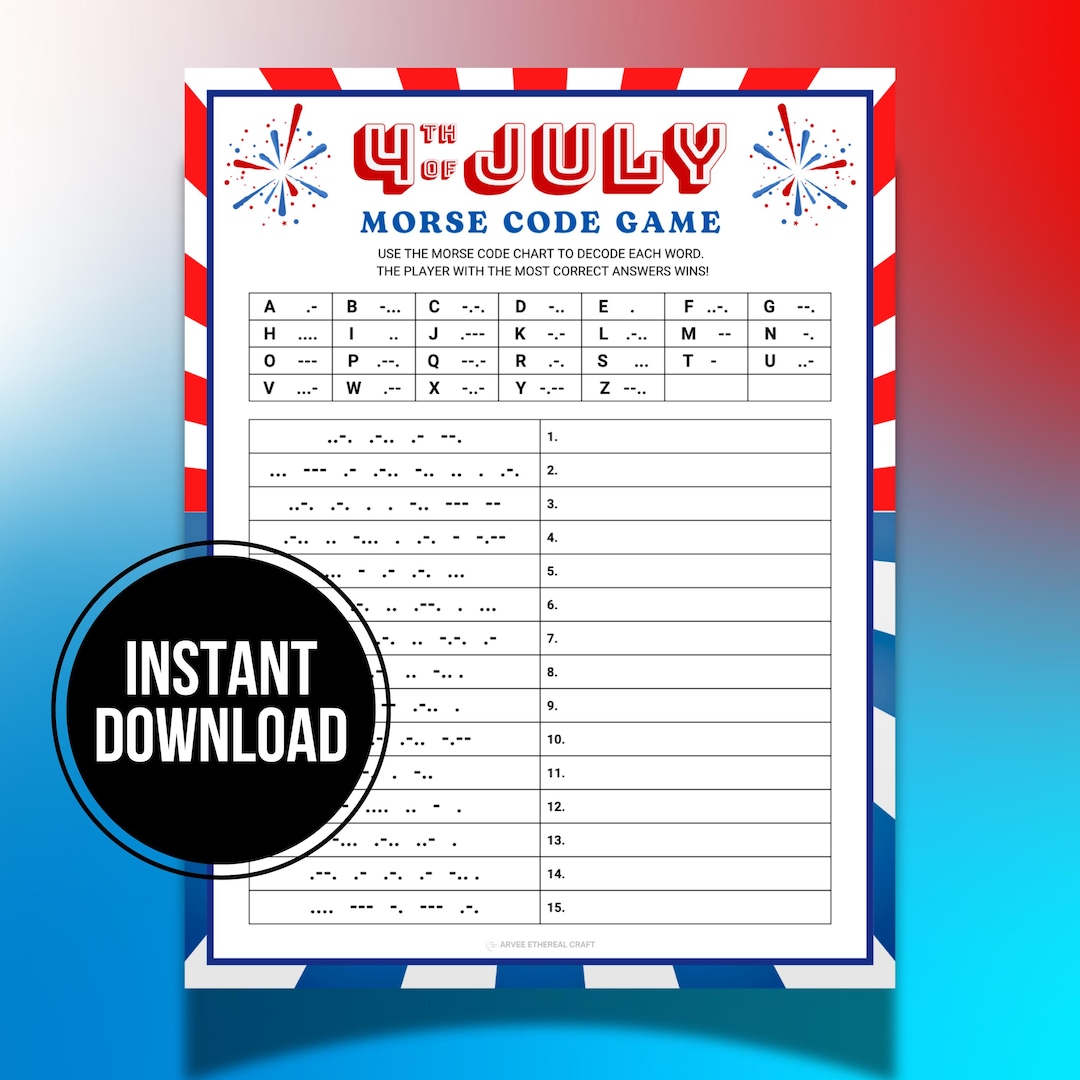 Morse Code Game, 4th of July Printable Secret Message, Decode Puzzle ...