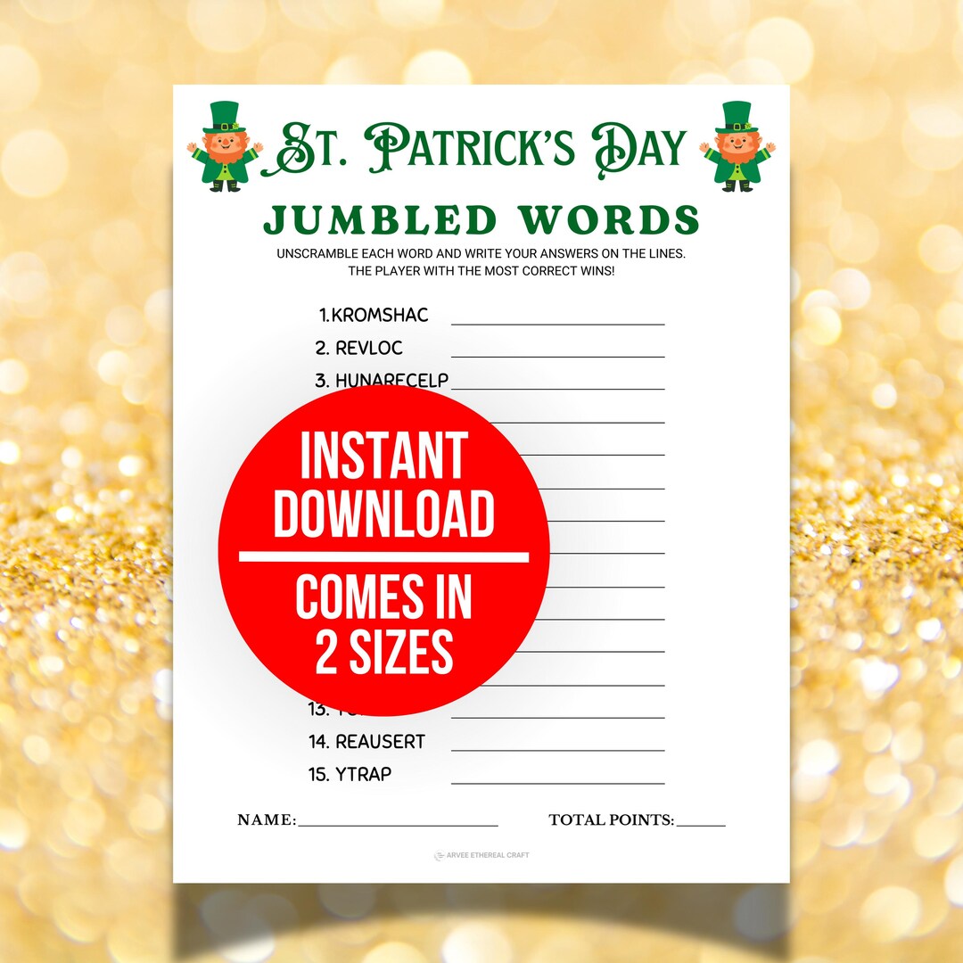 Printable Scrambled Words Game, Jumbled Words Game, Word Scramble Game ...