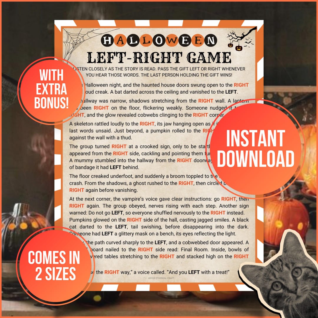 Printable Halloween Left Right Game, Pass the Gift Present Game Kids ...