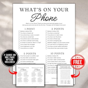 Printable Cell Phone Game, What’s On Your Phone Game, Family Reunion Games, Birthday Party Ice Breaker Games, Office Team Building Games