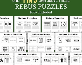 100+ druckbare Rebus Puzzles Spiele-Bundle, Bilderrätsel Quiz, Rebus Spiele, Familientreffen Geburtstag Schulferien Arbeit Büro Partyspiele