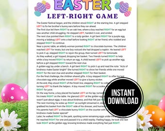 Easter Left Right Games, Printable Easter Story, Easter Activity Pass The Gift Present Game, Gift Exchange Pass the Prize Game, Bible Games