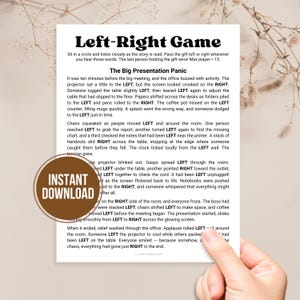 Left Right Game, Printable Pass The Gift Present Parcel Game, Gift Exchange Pass the Prize, Work Coworker Office Party Team Building Games