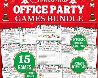 Office Christmas Party Games Bundle, Printable Office Xmas Holiday Games Adults, Family Reunion Games, Coworker Office Team Building Games