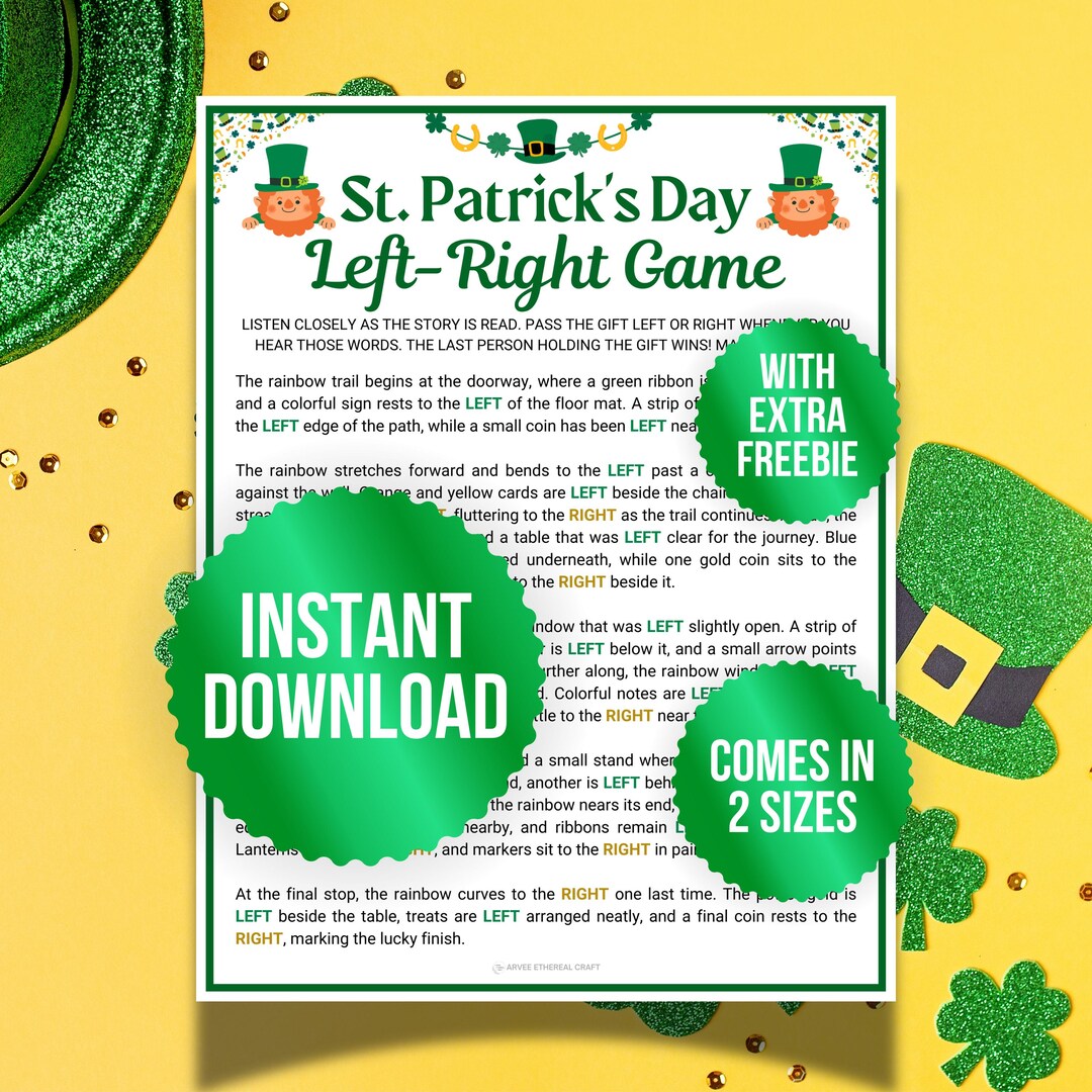 Printable St Patrick's Day Left Right Game, Pass the Gift Present Game ...