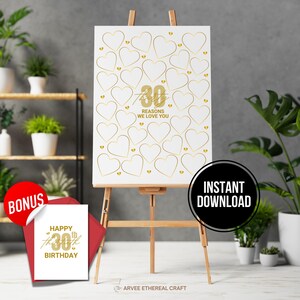 Modèle 30 raisons pour lesquelles nous vous aimons, 30 choses que nous aimons chez vous, imprimable, carte 30e anniversaire, cadeaux 30e anniversaire, cadeaux personnalisés lui elle-même