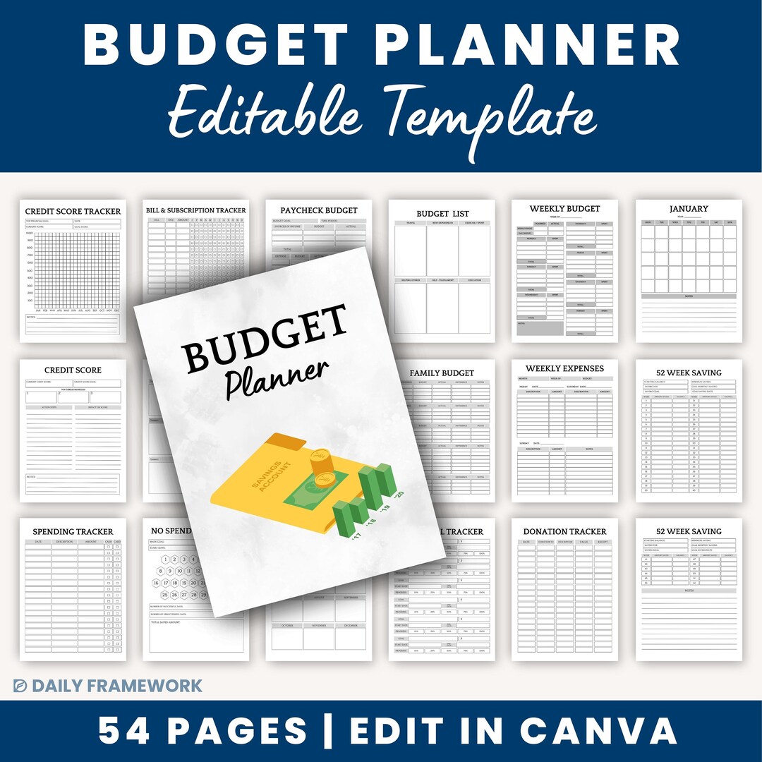 Budget Planner, Printable Monthly Financial Planner Binder, Paycheck ...