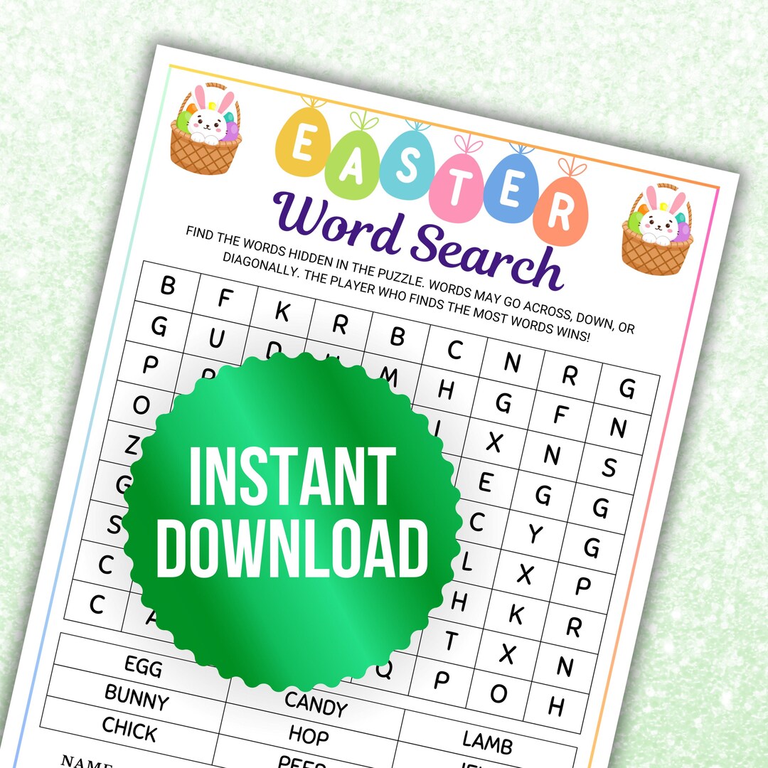 Word Search Game, Printable Word Hunt Game, Easter Word Find Puzzle ...