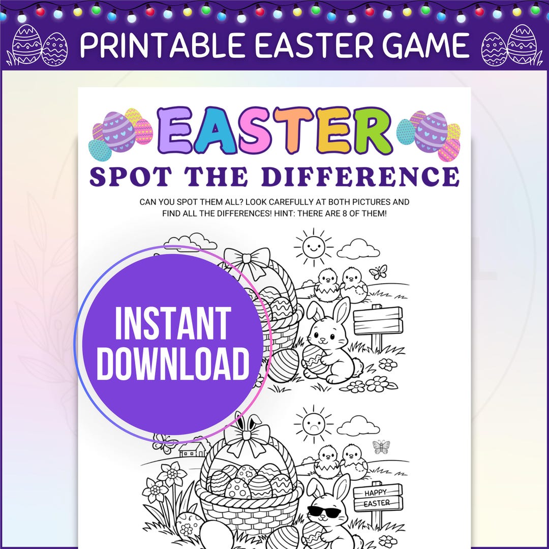 Easter Spot the Difference Game, Printable Find the Difference Game, I ...