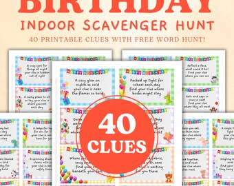 Birthday Scavenger Hunt For Kids, Indoor Treasure Hunt Clues Teens, Printable Kids Scavenger Hunting, Home Indoor Scavenger Hunt Party Games