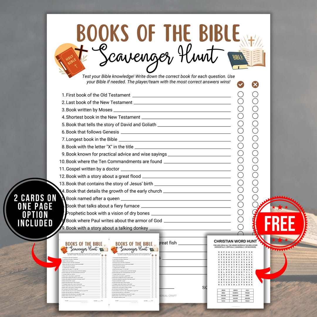 Books of the Bible Scavenger Hunt Game, Printable Church Women Ministry ...