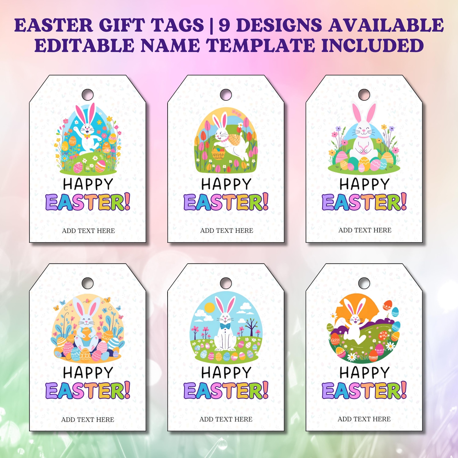 Personalized Easter Basket Tag Editable Template, Easter Basket Tags ...