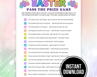 Easter Pass The Prize Game, Easter Activity Pass The Gift Present Game, Gift Exchange Party Ice Breaker Printable Family Reunion Games
