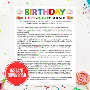 Birthday Left Right Games, Printable Pass The Gift Present Game, Gift Exchange Pass the Prize Game Poem, Birthday Party Ice Breaker Games