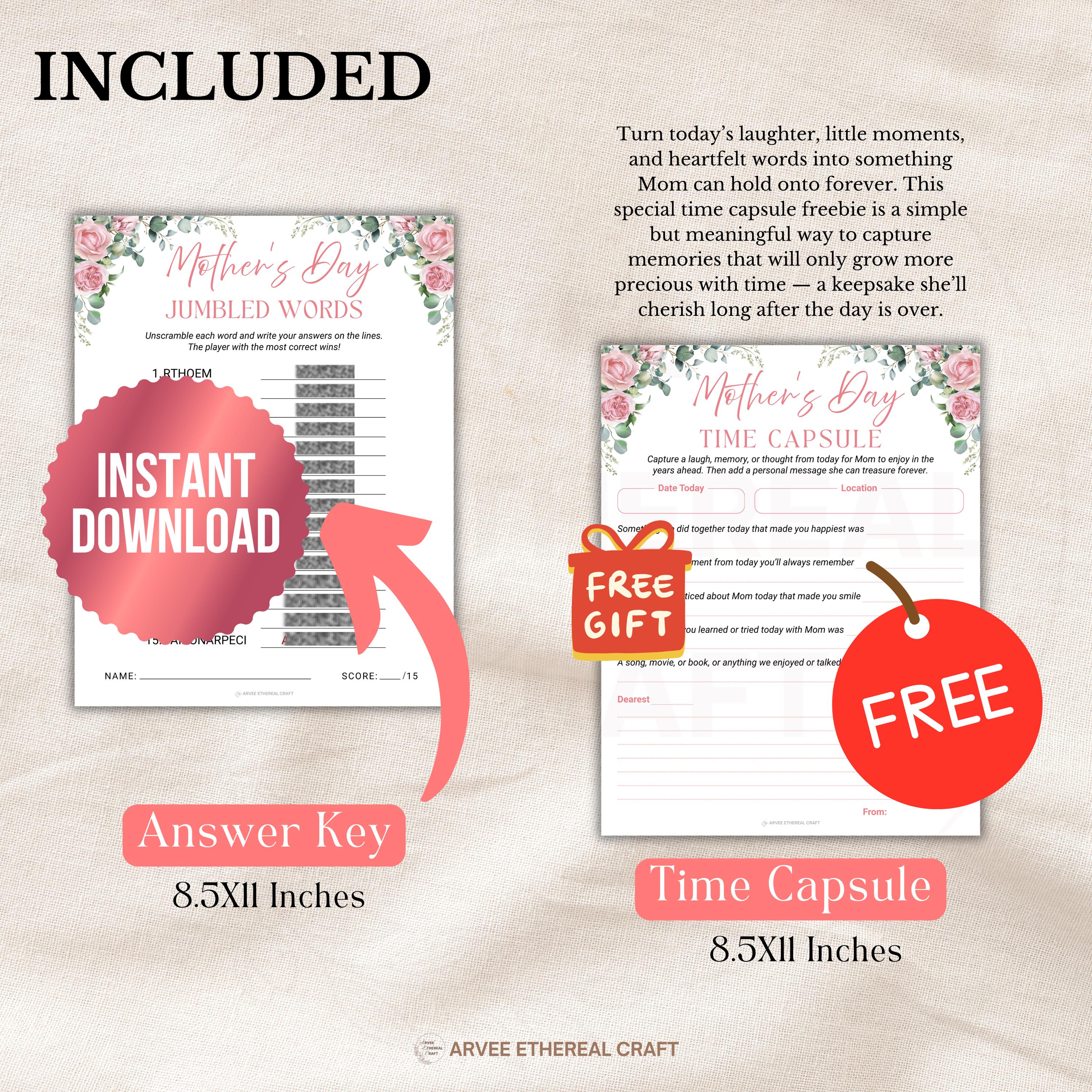 Printable Jumbled Words Game, Word Scramble Game, Mothers Day Scrambled ...