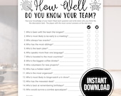 Office Team Building Games, Printable How Well Do You Know Your Team, Staff Meeting Trivia, Coworker Activity Ice Breaker Office Party Games