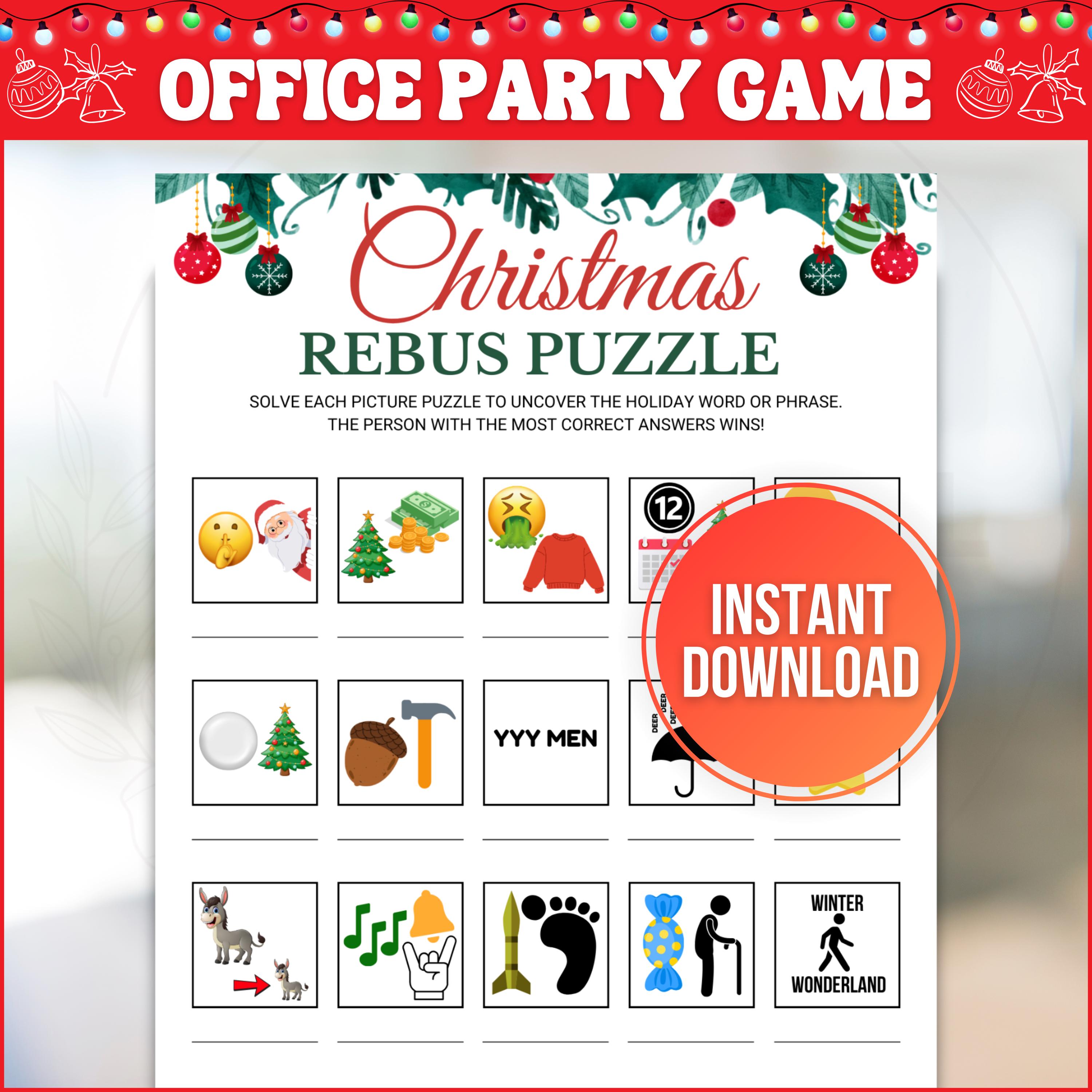 christmas rebus game, printable rebus puzzles, picture puzzle quiz
