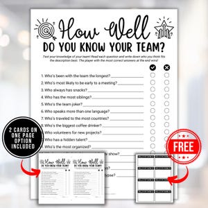 How Well Do You Know Your Team, Office Team Building Games, Printable Staff Meeting Trivia, Coworker Activity Ice Breaker Office Party Games