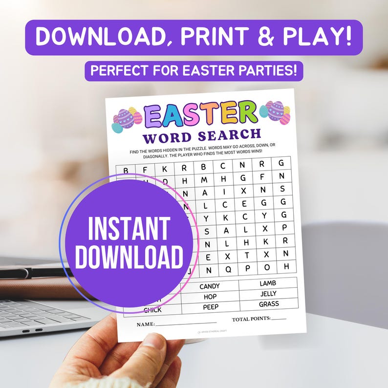Easter Word Search Game, Printable Word Hunt Game, Word Find Puzzle ...