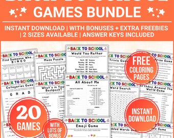 Back to School Games Bundle, Printable Classroom Games, Teacher Student Homeschool Games, Elementary Middle School Games Icebreaker Activity