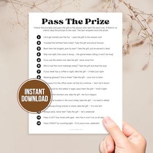 Pass the Prize Game, Printable Gift Exchange, Pass the Prize Poem, Pass The Gift Present Game, Holiday Team Building Work Office Party Games