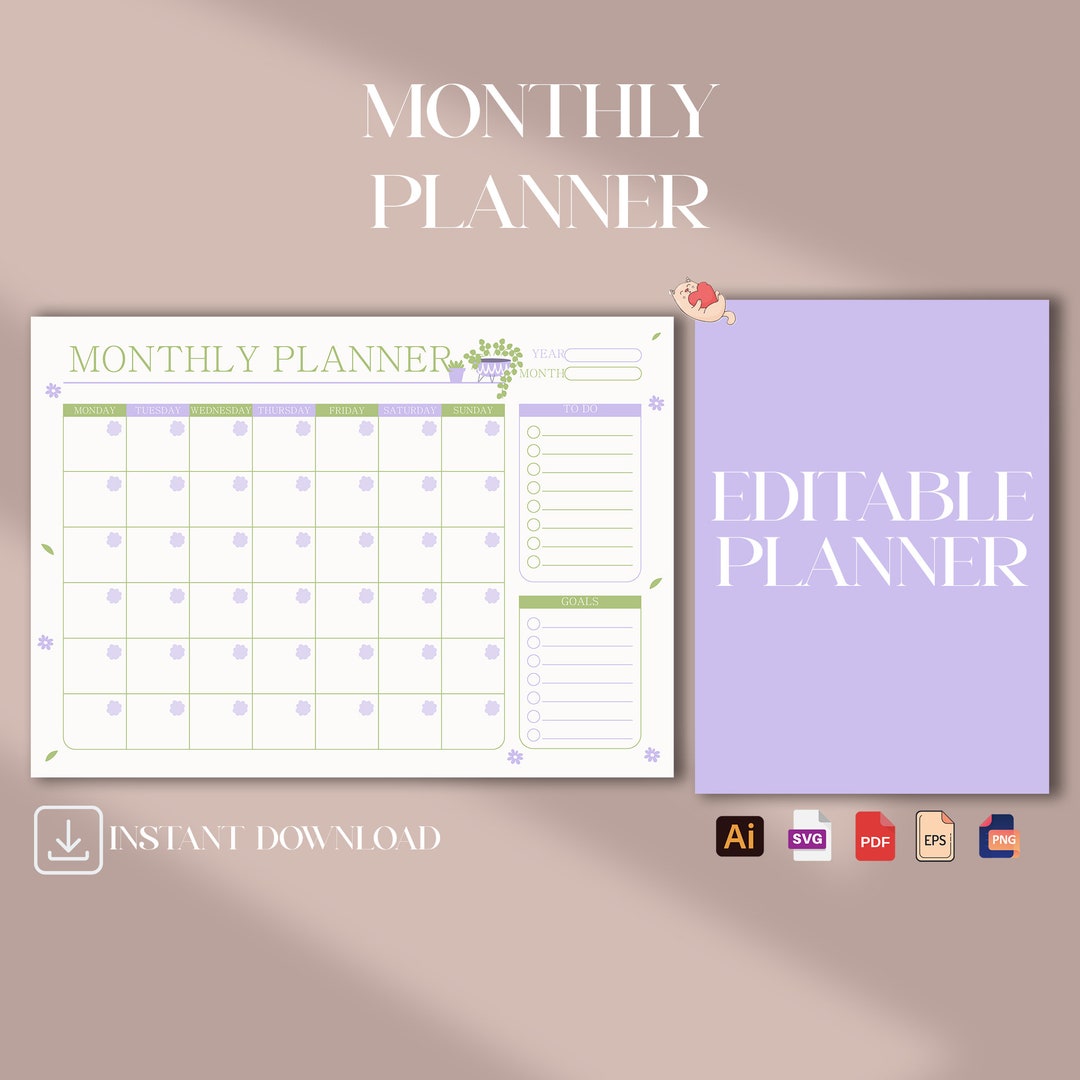 Digital Monthly Planner, Digital Planner, iPad Monthly Planner, Tablet