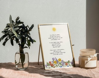 A4 Islamic Poem Print, Children’s Wall Art