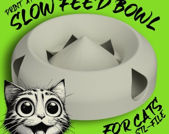 Comedero lento para gatos STL, comedero imprimible en 3D, cuenco anti-glución, plato de alimentación lenta, descarga digital, archivo STL instantáneo para impresión 3D.