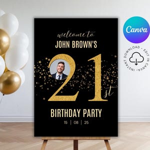 21th Birthday Welcome Sign Template Editable 21th Birthday Welcome Poster Men Birthday Welcome Sign Printable Birthday Photo Welcome Board