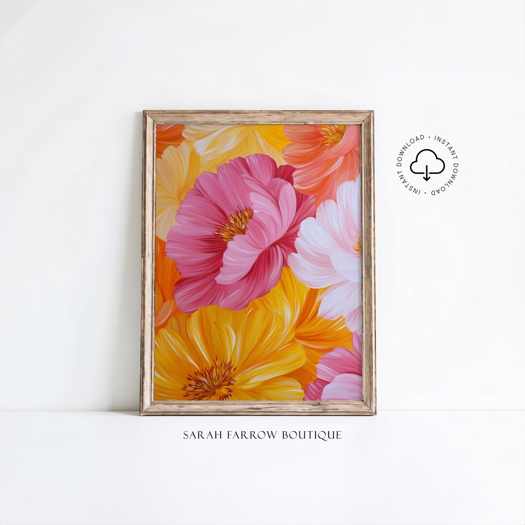 Floral Wall Art Printable Bloom Painting Style Flower Digital Print ...
