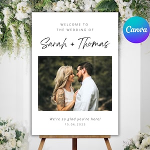 Wedding Photo Welcome Sign Template Editable Wedding Welcome Board Printable Wedding Reception Poster Modern Photo Welcome Signage DIY