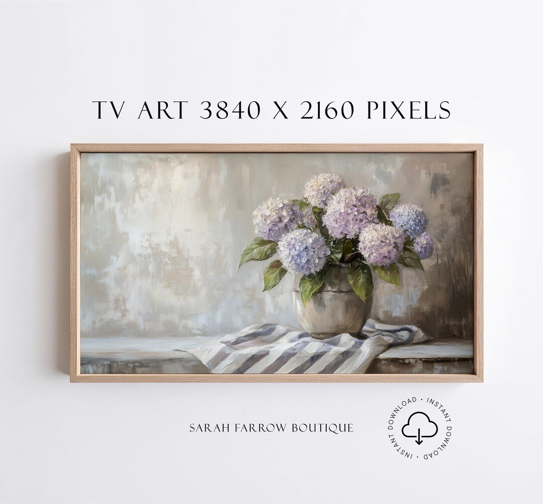 Hydrangea Frame Tv Art Instant Download Floral Spring Hydrangea Frame