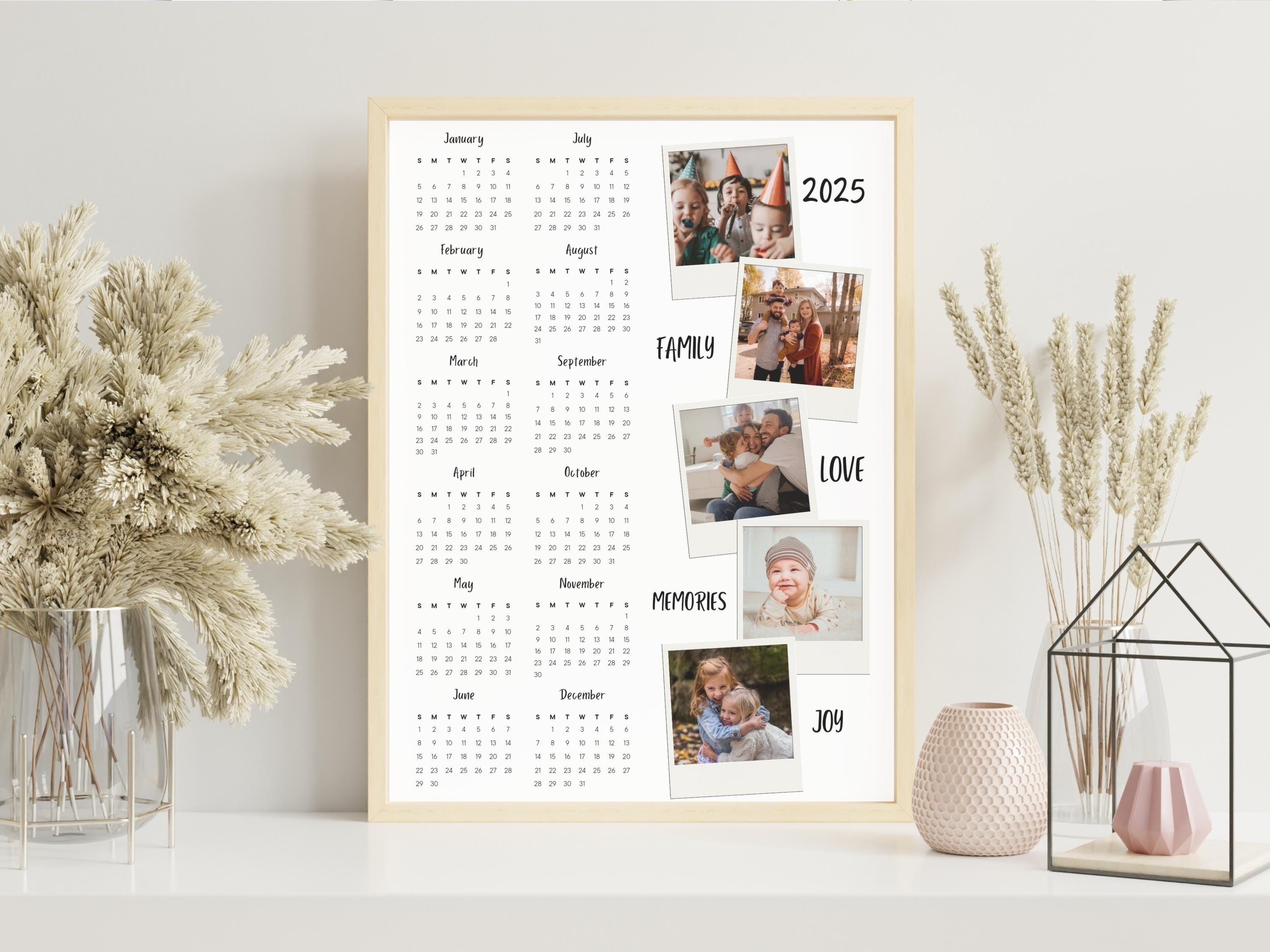 Customizable Photo Collage Calendar 2025 Personalizable Family Wall