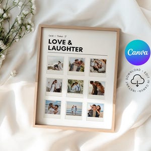 Anniversary Photo Collage Template Editable Polaroid Collage Print Couple Photo Poster Polaroid Photo Gift for Him/Her Valentines Keepsake