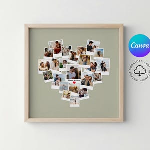Heart Shape Photo Collage Template Editable Heart Photo Collage Gift Heart Love Photo Collage Heart Shape Collage Square Format Collage DIY