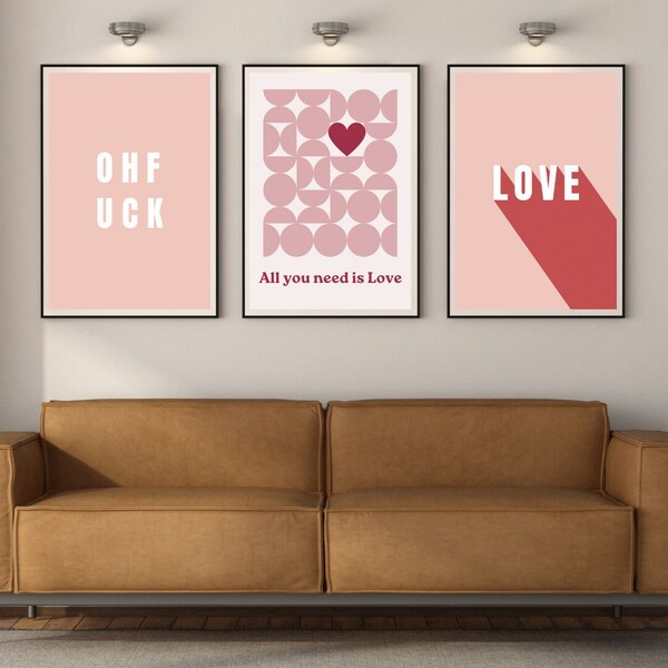 Poster einzeln oder im Set "All you need is Love" | DIN A3 od. A4 | erstelle dein individuelles Set aus 6 Designs | Typografie | Bauhaus