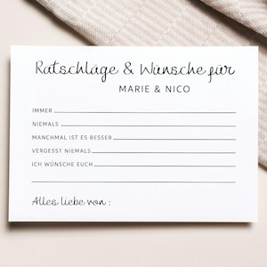Hochzeit Ratschläge und Wünsche für das Brautpaar | personalisiert | Ausfüllkarten Wunschkarten Gästebuch Hochzeitsgäste Hochzeitsspiel boho