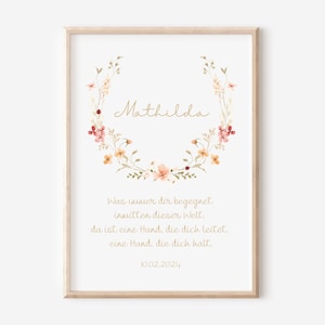 Taufposter personalisiert | DIN A3 A4 A5 | Taufgeschenk | Geschenk zur Geburt Taufe Geburtstag | Patenbrief | floral boho