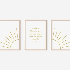 Poster 3er Set Zwillinge | Kinderzimmer Babyzimmer Dekoration Wanddekoration | Geburtsposter Zwillingsposter boho Sonne two little blessings
