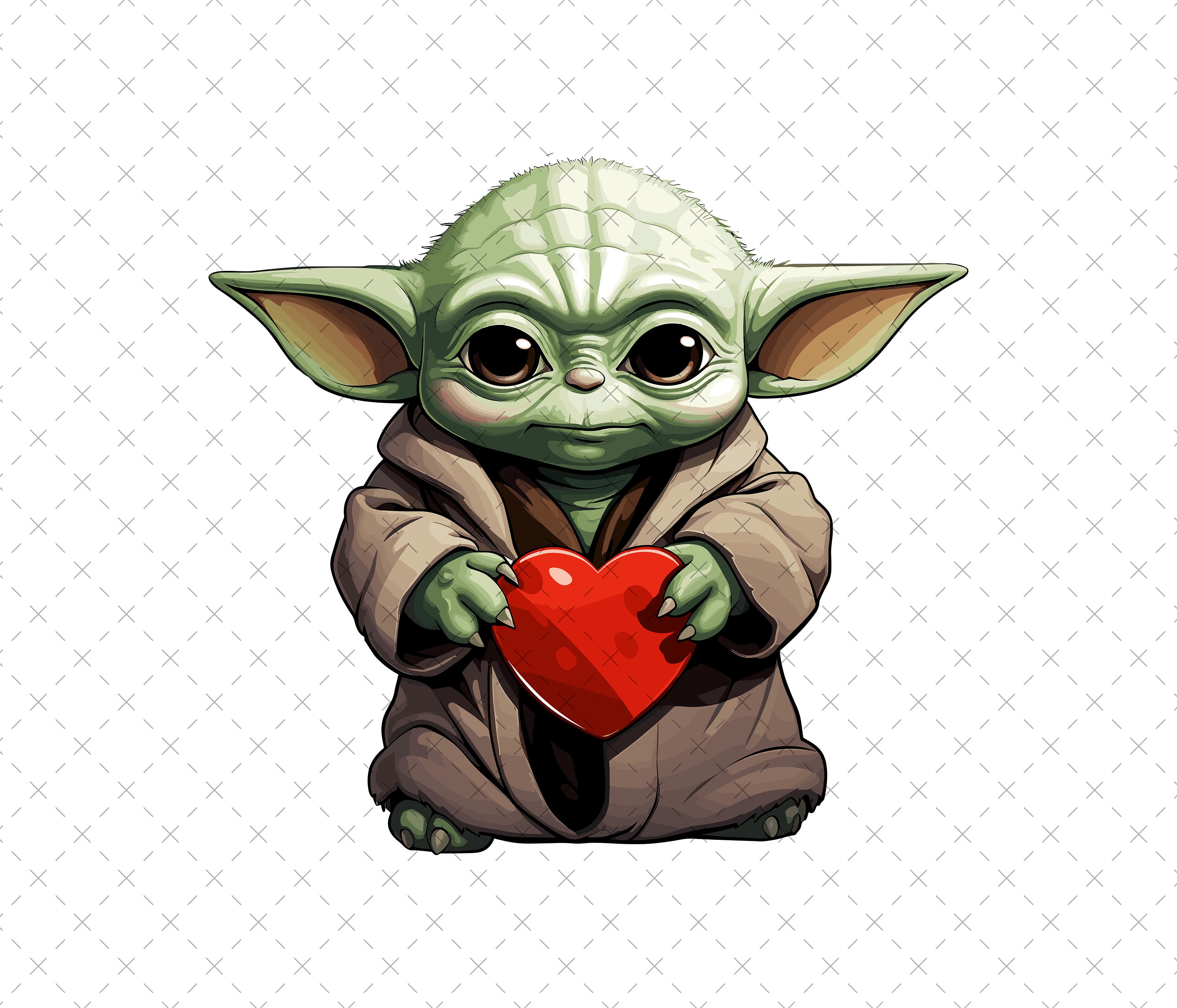Herz Baby Yoda Clipart, Baby Yoda PNG, Baby Yoda Sublimationsdesign