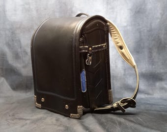 Randoseru Backpack, Black Japanese Tight Stitch Randoseru Bag, Black Japanese School Bag - Wanpa