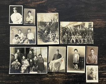 Collection of Antique Photographs, 10 Antiques Japanese Photographs c1900-1950’s Sepia / B&W Mixed Subject