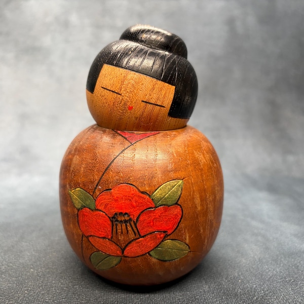 Creative Kokeshi Doll, Vintage Wooden Sosaku Kokeshi, Hand Made Folk Art From Japan