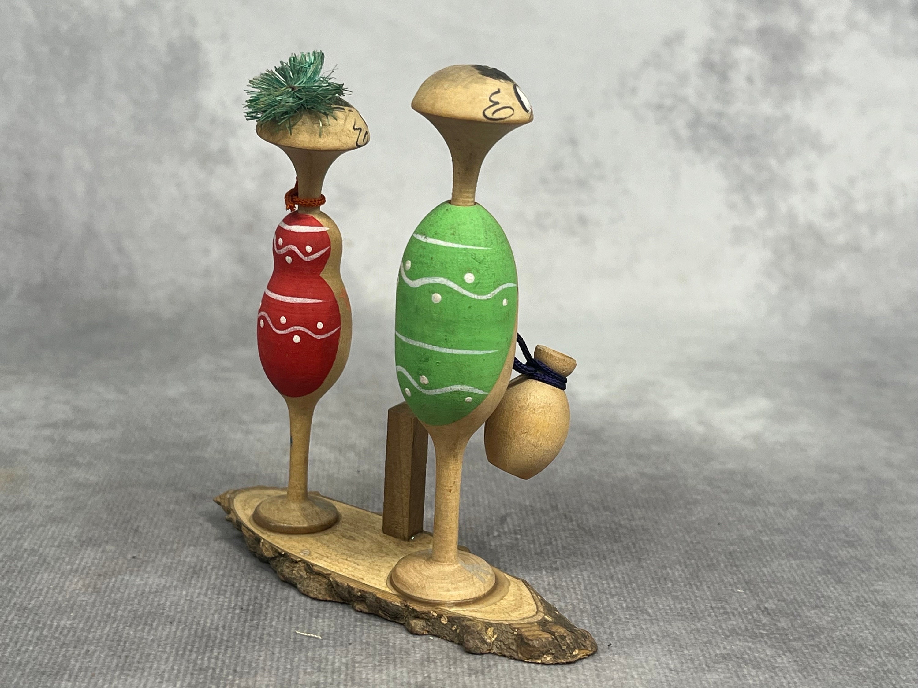 ミニチュア首振りこけし人形、ヴィンテージ日本製木製こけし、日本製