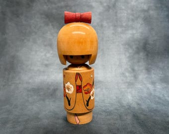 関口東亜こけし、ヴィンテージ木製創作こけし、日本の手作り民芸品